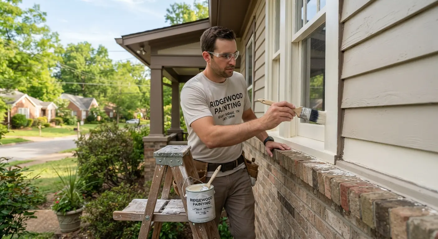 Freshly painted residential exterior with clean trim work.