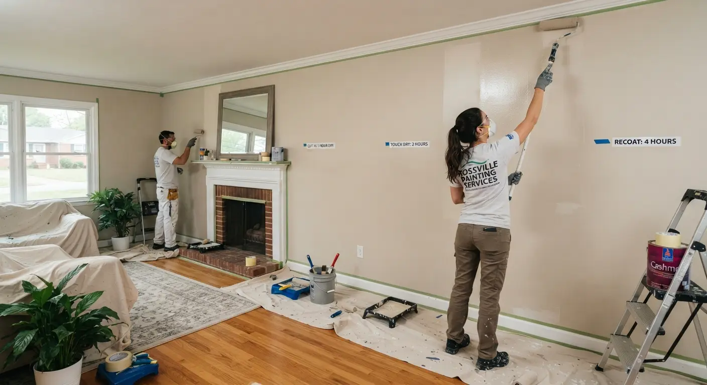 Interior wall painted with smooth finish.